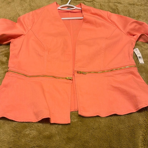 new directions Jackets & Blazers - NWT New Directions Peach Open Front Size 2X Jacket With Gold Hardware No Pockets